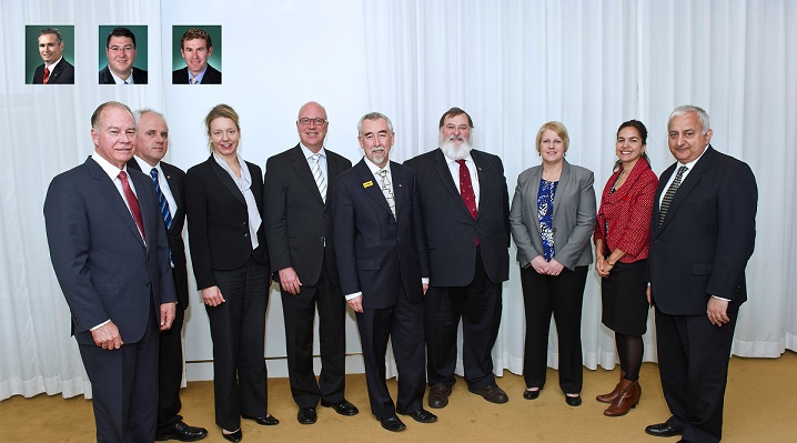 Joint Standing Committee on the Parliamentary Library, 13 September 2012. Inset L-R: Mr Craig Thomson MP, Mr George Christensen MP, Mr Nick Champion MP. Standing L-R: Russell Broadbent MP, Senator John Madigan, Senator Bridget McKenzie, Senator Gavin Marshall, Senator Gary Humphries [Joint Chair], the Hon. Dick Adams MP [Joint Chair], Senator Catryna Bilyk, Senator Lisa Singh and Daryl Melham MP. DPS Auspic.