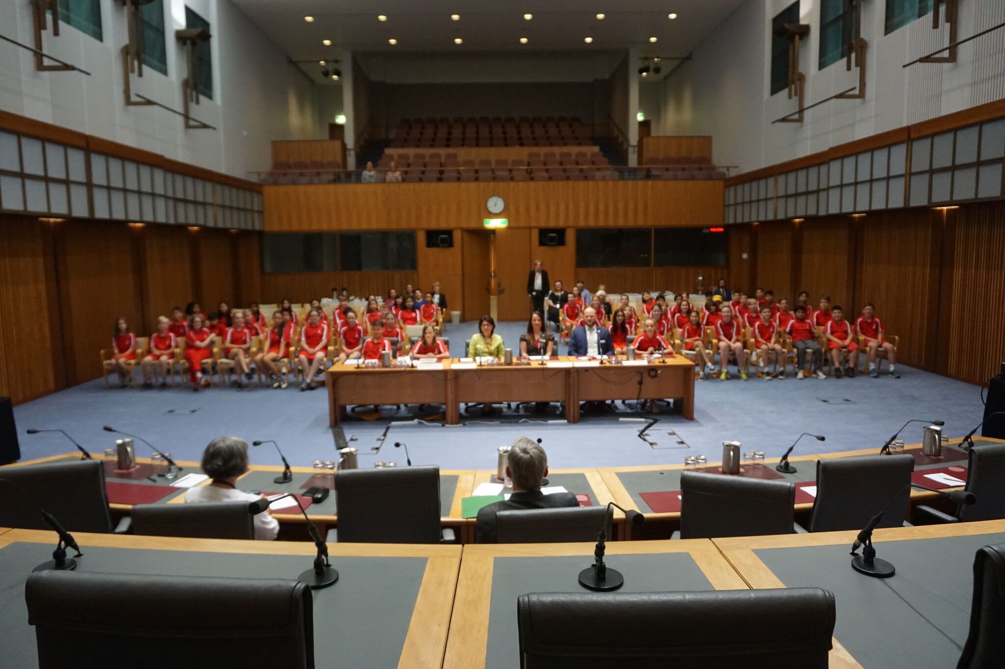 Foreign Affairs, Defence and Trade References Committee hearing attended by 70 students from Forrest Primary School, 26 November 2018.