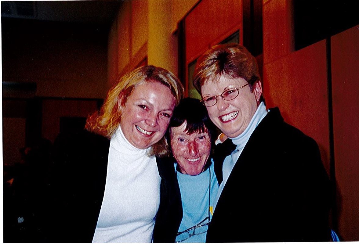 L-R: Senator Jan McLucas [Chair], Lorraine Rodgers [care leaver] and Senator Sue Knowles [Deputy Chair] at Parliament House, 30 August 2004. Image courtesy of Leonie Sheedy, CLAN.