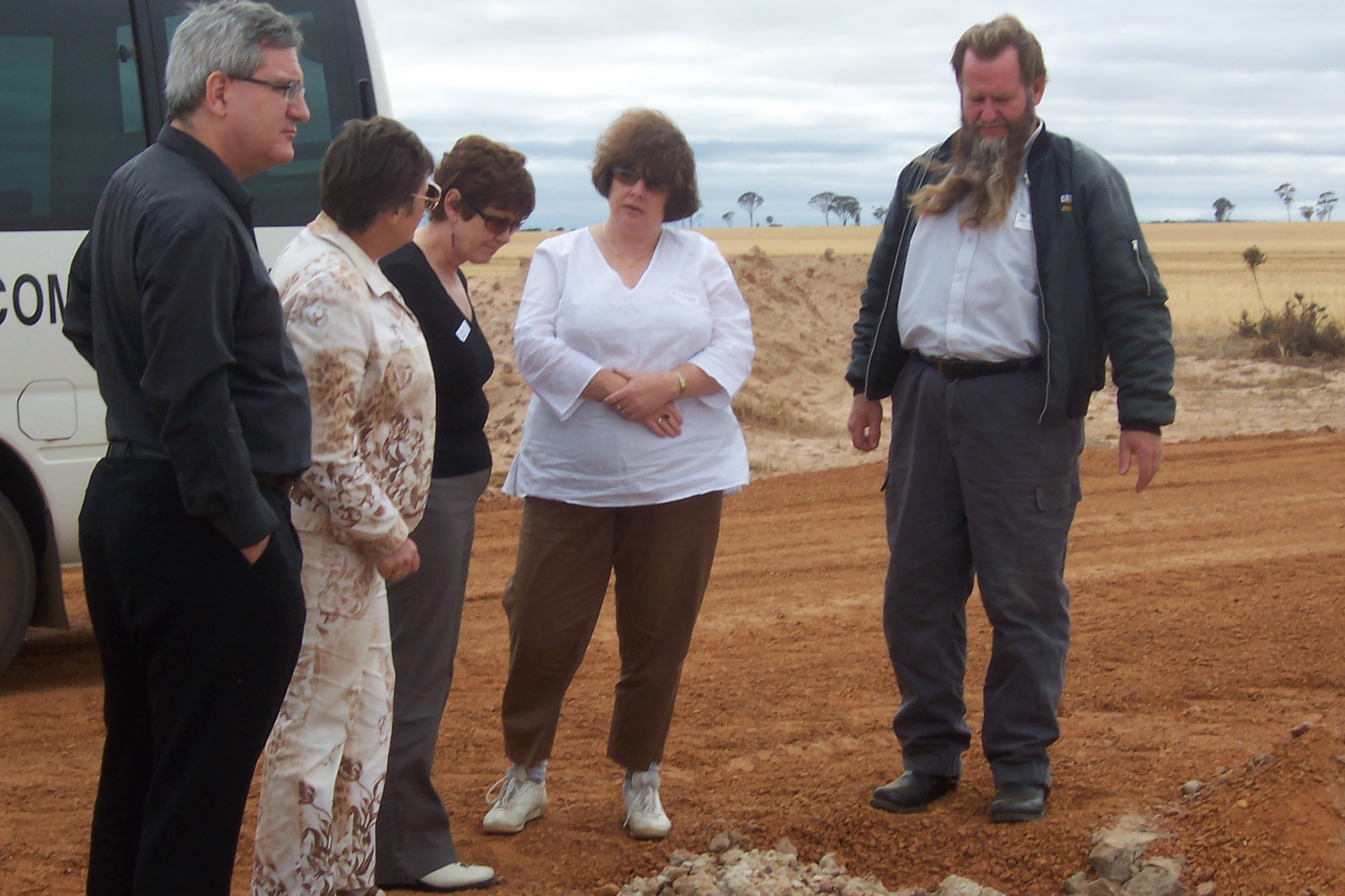 The committee inspecting a drainage site in the Great Southern Region of WA, 17 November 2005. L-R: Senators Andrew Bartlett, Judith Adams, Ursula Stephens and Ruth Webber.