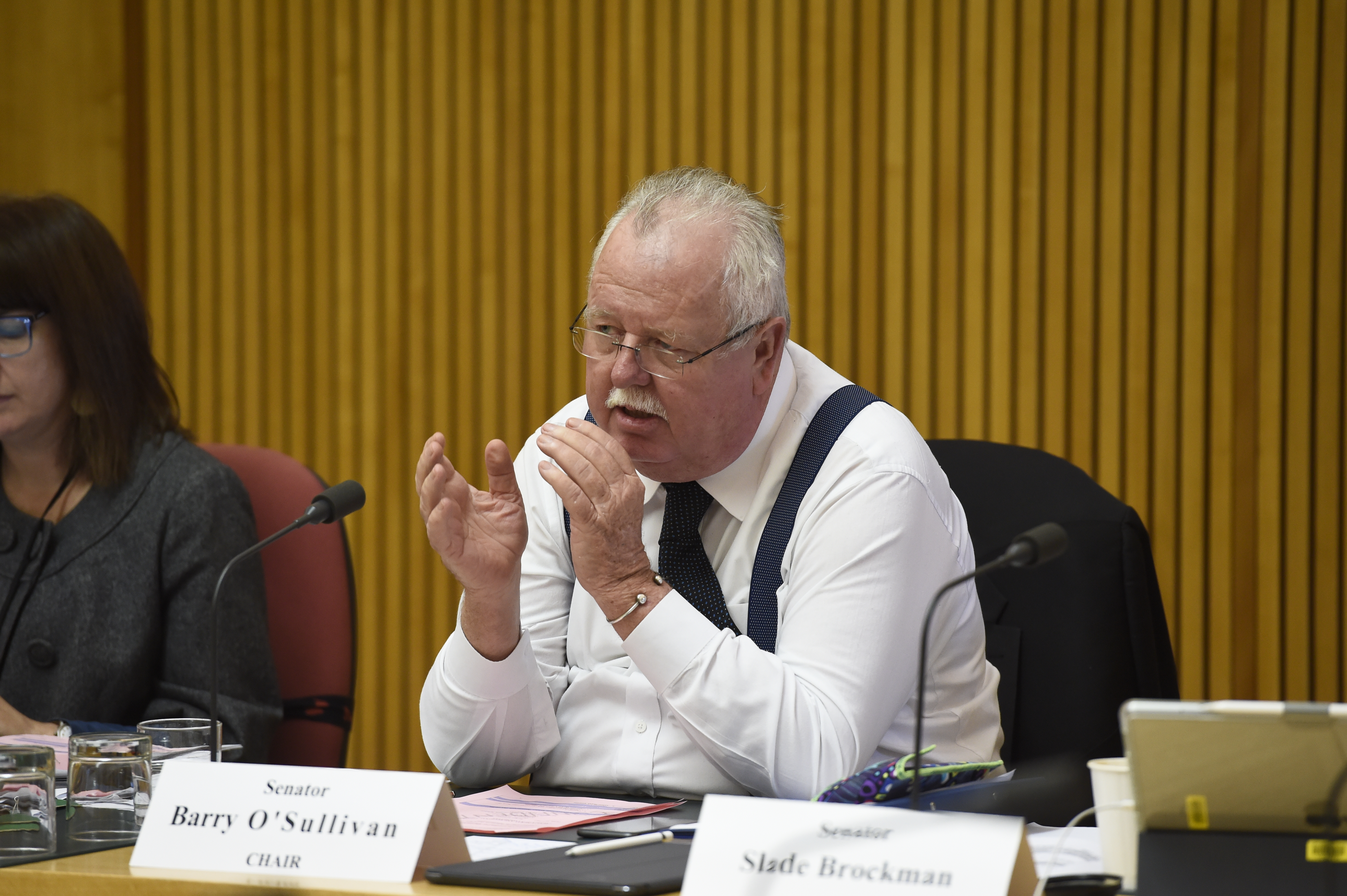 Committee chair Senator Barry O'Sullivan, 24 May 2018. DPS Auspic.