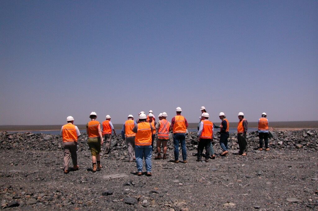 Senators on top of the Grade 2 Stockpile, Ranger Mine, 2002.