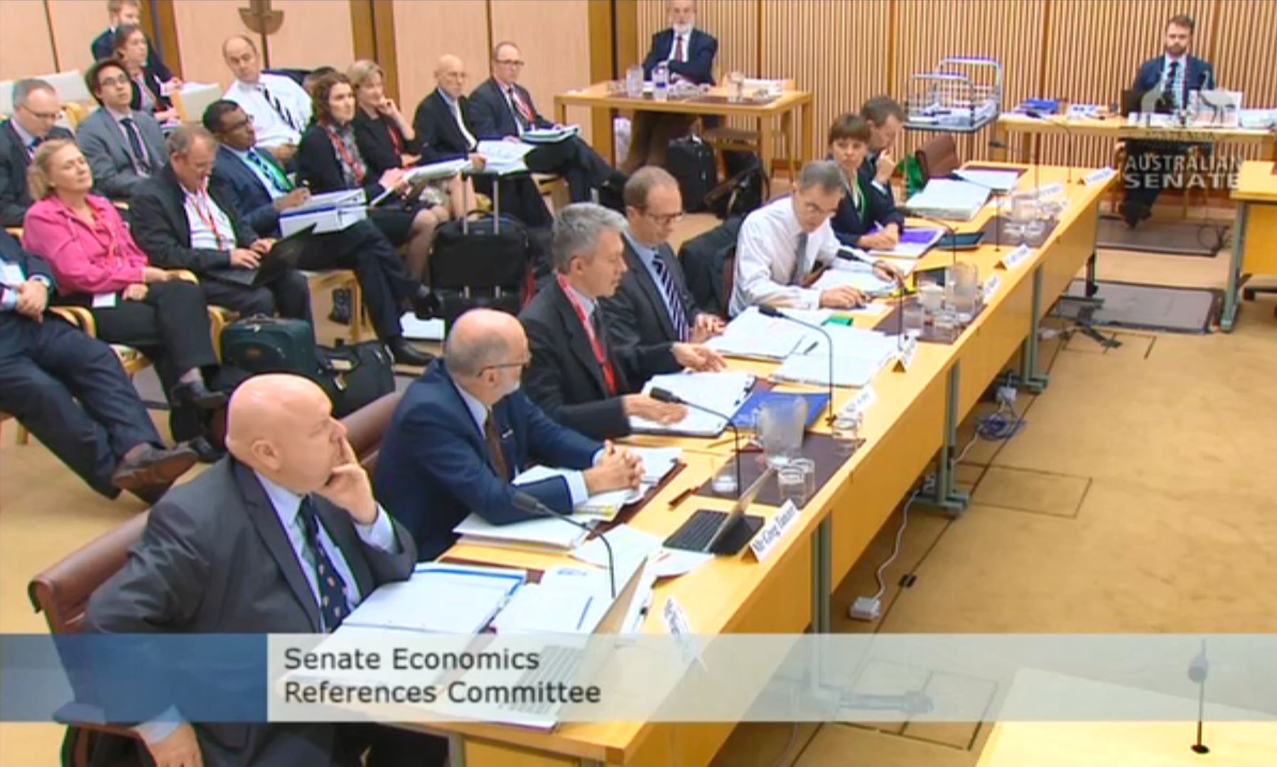 ASIC Commissioners and senior executives at an ASIC inquiry hearing in Canberra on 10 April 2014.