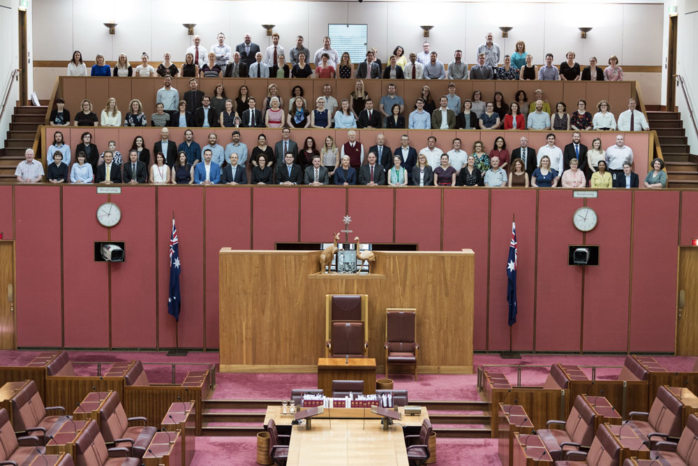 Department of the Senate staff in the Senate chamber, 2018.